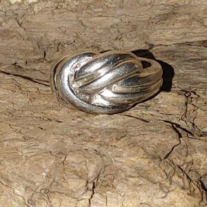 Sterling Silver 925 Knot Ring Stamped Braided Vintage Unisex Chucky Large Polish
